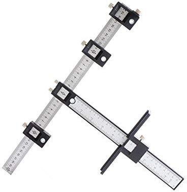 DUEBEL Cabinet Hardware Jig, Adjustable Punch Locator Drill Guide Sleeve Wood Drilling Dowelling Cabinet Hardware Template Tool for Installation of Handles Knobs on Doors and Drawer Pull