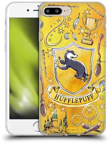 Head Case Designs Officially Licensed Harry Potter Hufflepuff Pattern Deathly Hallows XIII Gel Case [Military Grade Protection] Compatible With Apple iPhone 7 Plus/iPhone 8 Plus