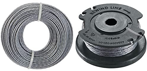 Bosch Trimmerfaden zum Auffüllen aller Aktuellen Trimmerspulen (24 m × 1.6 mm, 1 Stück) F016800462, Grau & Bosch Fadenspule EasyGrassCut (Länge: 4m, Dicke: 1.6mm, für Akku Rasentrimmer EasyGrassCut)