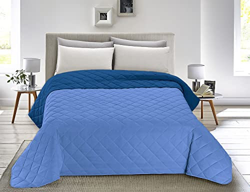 Banzaii Trapuntino, Copriletto Primaverile Estivo Matrimoniale 250x260 Blu/Avio Made in Italy
