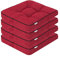 PillowPrim 4er Set Stuhlkissen 49x47 cm Sitzauflagen Polsterauflagen Outdoor/Indoor Außen/Innen Garten Winter gatren Freizeit Sommer Sommerferien Rot