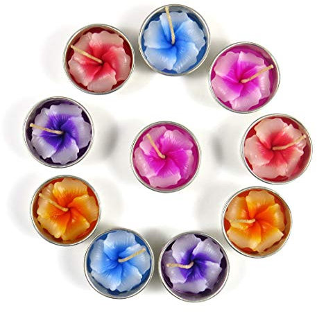 Bougies Chauffe-Plat et recharges pour Porte-Bougies Comprenant 10 Bougies parfumées en Forme de Fleurs d’Hibiscus