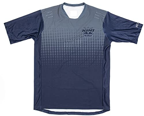 Kini Red Bull MTB T-Shirt - Trail Hunter Jersey – Herren Kurzarm Downhill Radtrikot aus Mikrofaser schnell trocken atmungsaktiv schlicht mit cleveren Extras wie Secret Pocket – Night Sky/Grey