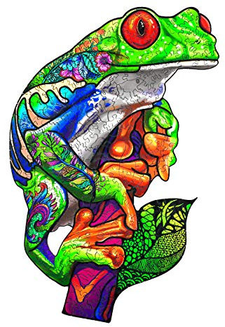 Puzzle Jigsaw | Holzpuzzle | mit 303 bunten Tierteilen | für Erwachsene und Kinder | Frosch | Unterhaltung | Brettspiel | Geschenk für Kinder und Erwachsene | Dekoration