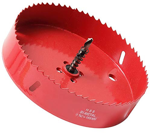Seghe a Tazza Bi-Metallica 155mm, M42 HSS Sega A Tazza Trapano Punta Elicoidale Foro per Iron Alluminio, Legno, Cartongesso, Tubi, Plastica, Pannelli di Fibra/Rosso