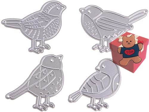 Gowxs 4 x Vogel-Stanzformen für Kartenherstellung, 4 x Vogel-Stanzformen, Schablonen für Bastelarbeiten, Scrapbooking, Fotoalbum, dekorative Prägepapier-Stanzformen für Kartengestaltung, vorgestanzt