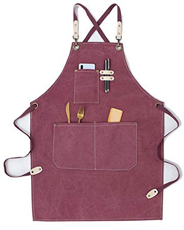 fayengan Heavy Duty Work Canvas Apron With Pocket To Hold Different Tools, Men's And Women's Cross Back Apron (Color : Pink, Size : XL)
