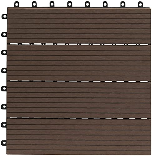Gartenfreude WPC 10er Fliesen-Set für die Terasse (ca. 0,9m²) 30x30cm, Brown