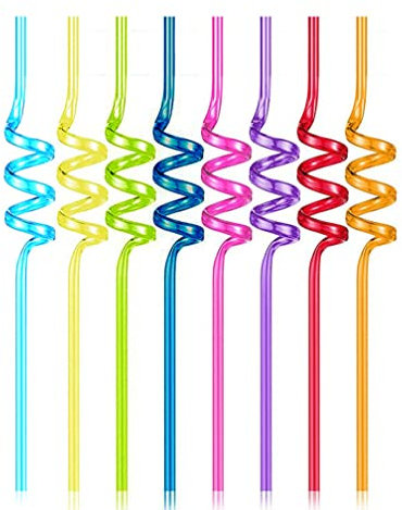 10 Pcs Spiral Reusable Plastic Straws Long Drinking Straws for Mason Jar Tumbler Cups Party Favors, Mixed Color