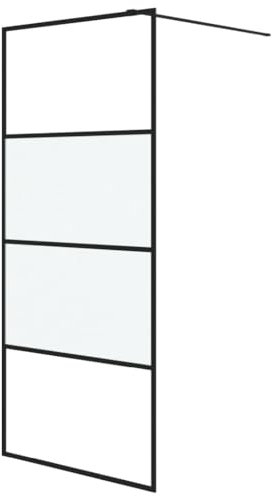 vidaXL Paroi de Douche Ecran Cloison Cabine de Douche Salle de Bain Intérieur Résistance aux Eclaboussures Noir 90x195 cm Verre ESG Demi-Dépoli