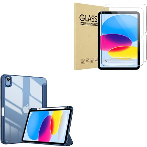 ProCase 2 Stück Schutzfolie + Hülle für iPad 11 (A16) 11 Zoll/iPad 10. Generation 10,9 Zoll