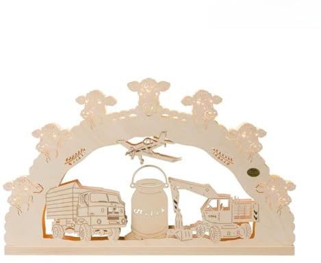 Rudolphs Schatzkiste 3D-Lichterbogen Agrar-Motiv 7-flammig elektrisch beleuchtet BxHxT 52x32x4,5cm NEU Schwibbogen Lichterbogen