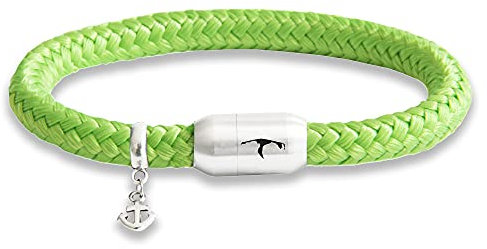Paris Montana Das Original Sylt Gravur Segeltau Unisex Armband Mit Anker Anhänger Unisex Geflochten Handmade Hochwertiger Magnetverschluss Durchmesser 8mm (Grün, 23.00 CM)