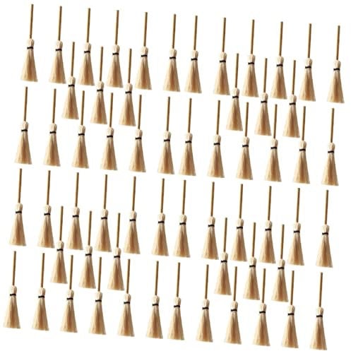 NUSITOU Bulk Mini Brooms 60 Pcs Mini Broom 2000 Pagan Decor Broom Furniture Mini Straw Broom Broomstick Miniature Broom Doll House Furniture Desk Topper Paganism Bulk Natural Bamboo