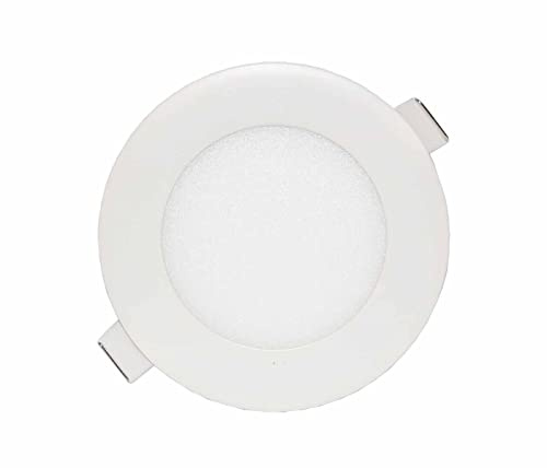 LOWENERGIE 6w LED Round Ceiling Panel Light White Recessed Down Lighting, 120mm Dia, 50w Halogen Equivalent (6000K Day White x 2)
