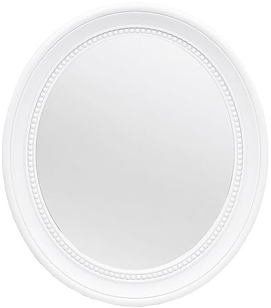OIGUMR Badezimmerspiegel Wandspiegel Spiegel Wanddekor Ovaler Spiegel (Weiß, 51 x 42 cm)
