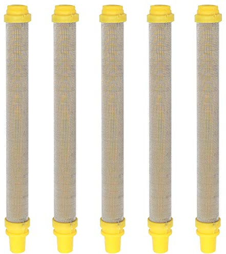 GYSRXS 5 Stück 100 Mesh Airless Spray Guns Filter Element Edelstahl Fine Mesh Wagner Airless Filter für Wagner Airless Farbspritzpistolen,100mm (Gelb)