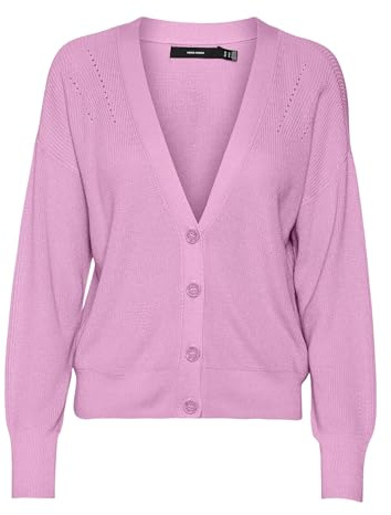 VERO MODA Women's Vmnewlexsun LS Short V-Neck Car Ga Noos Cardigan, Pastel Lavender, XXL