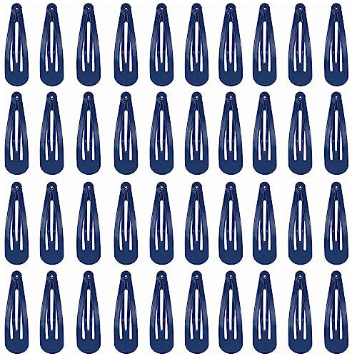 DAZISEN 40-Pack Haarspangen Für Mädchen Metall Snap Kinder Barretten Frauen Haarzubehör, Bunte Süßigkeiten Schöne Einfache Frisur Clips，Marineblau