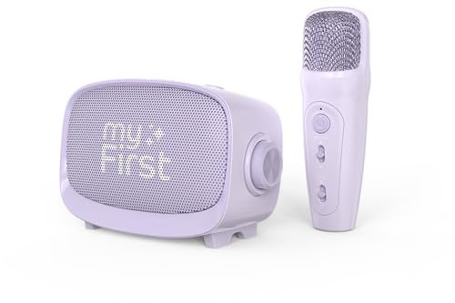 myFirst Voice 2, Karaoke per Bambini, con Microfono Wireless, 5 Effetti Vocali Divertenti, Altoparlante Portatile con Bluetooth, AUX, Slot per MicroSD non Inclusa, Controllo Eco & Riverbero, Lilla