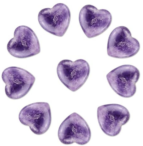 10 PC Amethyst Stein Kristalle Herz Steine Liebe Heilung Kristall Edelsteine Set Poliert NatüRliche Glückssteine