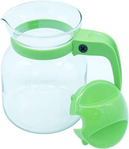 ACAN Tradineur - Jarra vidrio para microondas 650 ml, tetera de cristal con tapa de plástico, resistente al calor, servir café, leche, té (Verde)