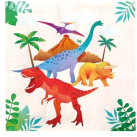 PD-Party: 16 Stück Dino Servietten - Party Deko für Geburtstage und Parties - Perfekt für jeden Kindergeburtstag - Liebevolle Dino Geburtstag Deko für Jungen & Mädchen - Dino Geburtstag - 16x16 cm