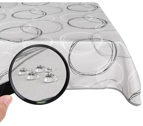 Valia Home Tischdecke mit Teflonbeschichtung für Innen- & Außenbereich Wasser- & Schmutzabweisend Dank verlässlichem Lotuseffekt - grau 130 x 180 cm