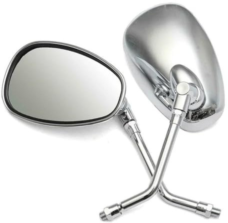 KSJFEQS [Replacement] 1 Paar Chrom-Rückspiegel for Motorräder, Roller, Geländefahrzeuge mit 10 mm Standardgewinde, for Honda, for Shadow, for Kawasaki, for Vulcan, for Suzuki