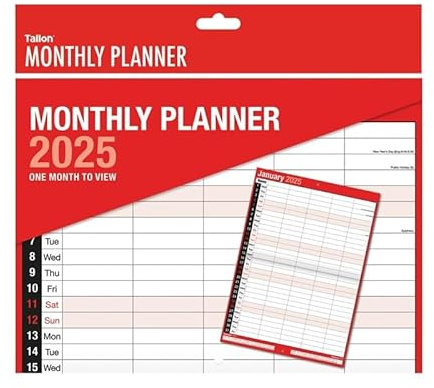 2026 Monthly Planner Five Column Size A3 Month To View Planner Organizer Wall Calendar For Home Office Family planner, 5 Column Layout, Wall Mounted, 12 Months, Red & White