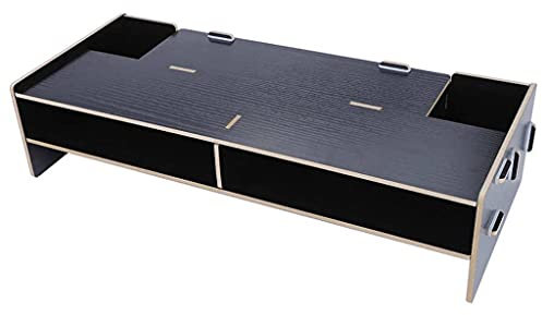 ZHCHAO Soporte de Monitor de computadora multifunción para PC, Estante de Aumento Elevador, Soporte para computadora portátil, Soporte para Teclado, Soporte para Base, Estante de Madera(Svart)