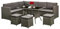 9 seat Rattan Furniture 7 Pieces Outdoor Patio Furniture Set Outdoor Sectional Sofa Conversation Set All Weather Rattan Dining Table & Chair with Ottoman, Grey