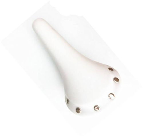 WAZUBC PU Leder Fahrradsattel, Universal Vintage Nieten Fahrradsitz Geeignet für Track Bike und Fixed Gear Fahrrad (Weiß)