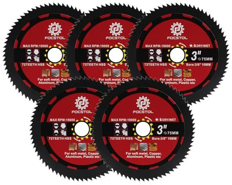 FOCSTOL Disque Métal - 5 pièces 75mm x 10mm Lame Scie à Métaux en Acier Rapide pour Métal Doux Cuivre Aluminium