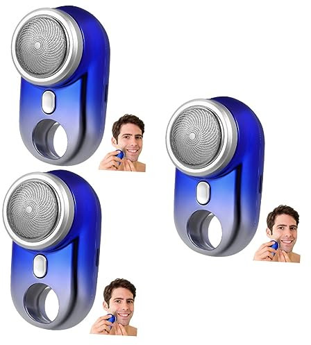 Healeved 3 Pièces Rasoir électrique rasoirs électriques pour hommes portatif portable electrique portable domestique mini USB pour homme abdos Sky-blue