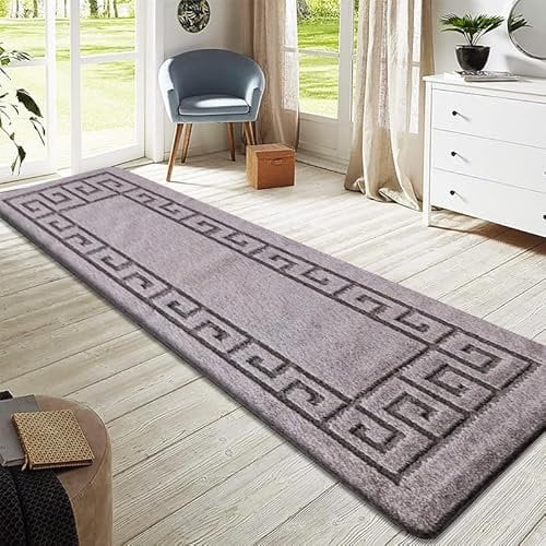 Cozy Haven Gel Backed Classic Rug Runner – Washable Hallway Carpet Runners, Non-Slip Floor Mats for Kitchen, Living Room, Corridor, Entryway, Door Entrances (Grey, 60x110 cm)