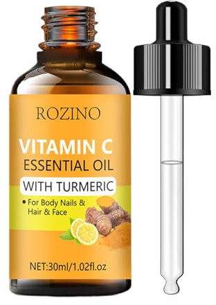 Vitamin C Essential Oil with Turmeric Facial Oil Moisturizer Hydrates Firms Skin Increase Skin Elasticity Turmeric Serum Massage for Body Nails & Hair & Face - Women & Men
