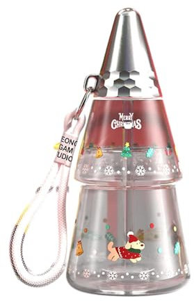 Dickly Gobelet à boire, gobelet en forme d'arbre de Noël avec paille et couvercle pour boire du lait, du café chaud, Blanc
