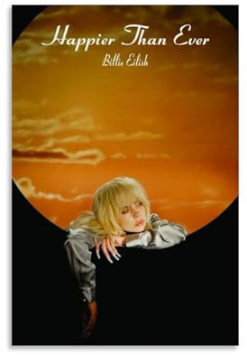 Billie Poster Eilish Musik Sänger Vintage Musikposter für Zimmer Ästhetische Leinwand Wandkunst Schlafzimmer Dekor 30 x 45 cm