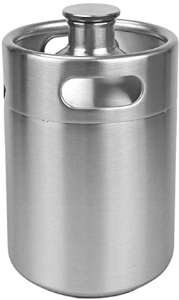LCQSYE bierbrauset 5L Mini Fass Bier Growler Tragbare Bierflasche für Picknick/BBQ Hausbrauen Bierherstellungswerkzeug Druckminderer(5L keg)