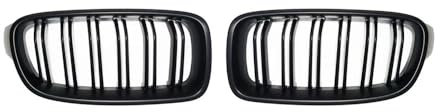 MLTLKPPVNG Auto Doppel Lamellen Glanz Schwarz Nieren Grill Gitter Front Grille Für 3 Serie F30 F31 F35 2012 2013 2014 2015 2016 2017 2018 Nieren Kühlergrill(Matt-schwarz)