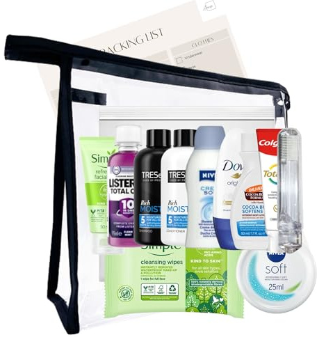 Travel Toiletries for Women, Essentials Travel Toiletries Set for Women, Mini Toiletries Set for Holiday, Hospital, Maternity, Mini Toiletries Airport Approved Liquids
