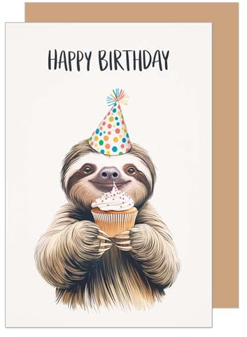 Edition Seidel Premium Geburtstagskarte mit Umschlag. Glückwunschkarte Grußkarte Karte Geburtstag Happy Birthday Mann Frau Faultier (G3712 SW025)
