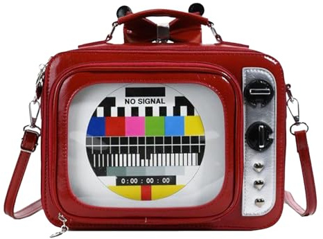 Uniquee TV-Umhängetasche – TV-Form Ita Bag | Umhängetasche | Rucksack mit Display | Anime Windoww transparent mit Schultergurt für Pin-Anzeige | Pack, rot, Se référer au descriptif