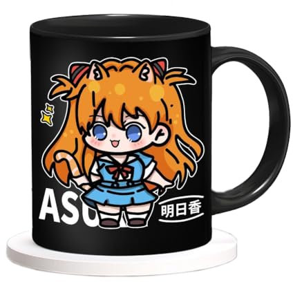 DEXSHUN Asuka Langley Soryu Anime Mark Cup Anime Taza de Café Mark Cup Tazas de Té Taza de Beber Colección Anime Regalo para Navidad Cumpleaños 330ml