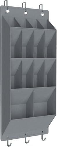 GENHH 14 Gitter Schuh-Organizer Über der Tür, Hängeaufbewahrung mit 6-Haken, Schuhorganizer Hängend mit großen Tiefen Taschen, Schuhaufbewahrung Hängend für Schuhe, Wohnaccessoires Usw, Grau
