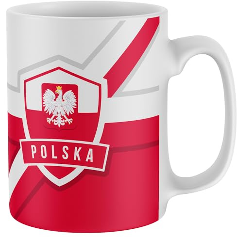 Purple Print House Retro Polska Mug Polish Stripes Football Supporters Tea Coffee Cup for Men Women Footie Fan Gift Cup