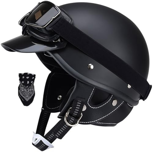 Classique Retro Casques Moto, Jet Casque, Cyclomoteur Casque ECE/Dot Homologué Demi-Casque, Casque Vintage Casque Mobylette pour Scooter Femmes Hommes pour Motos Chopper Mobylette 4,M