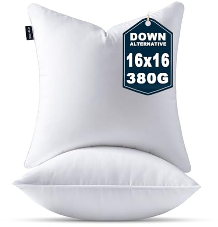 OTPIPCS 2er Set Kissenfüllung 40 x 40 cm Daune Alternative Weiß Quadratisch Kissen für Couch Kleine Innenkissen Sofakissen Dekokissen Kopfkissen Zierkissen Inlett Cushion Bett Zierpolster 16x16 Zoll