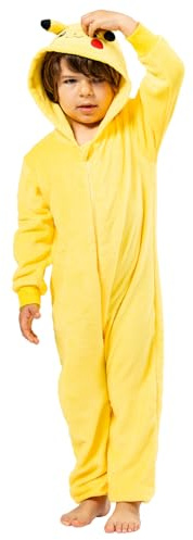 Riethmüller Kinder Onesie Pikachu 8–10 Jahre – Offizieller Fleece Overall mit Kapuze & Reißverschluss – Kuscheliger Jumpsuit für Jungen und Mädchen
